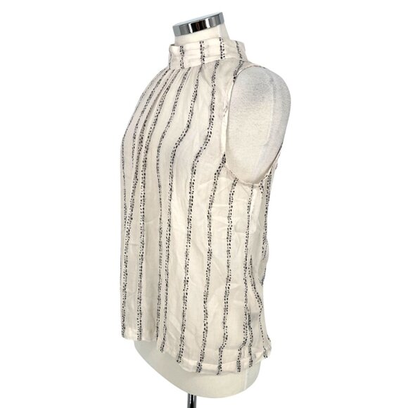 Bella Dahl High Neck Sleeveless Back Button Up Top White Black Size Large - Picture 3 of 11